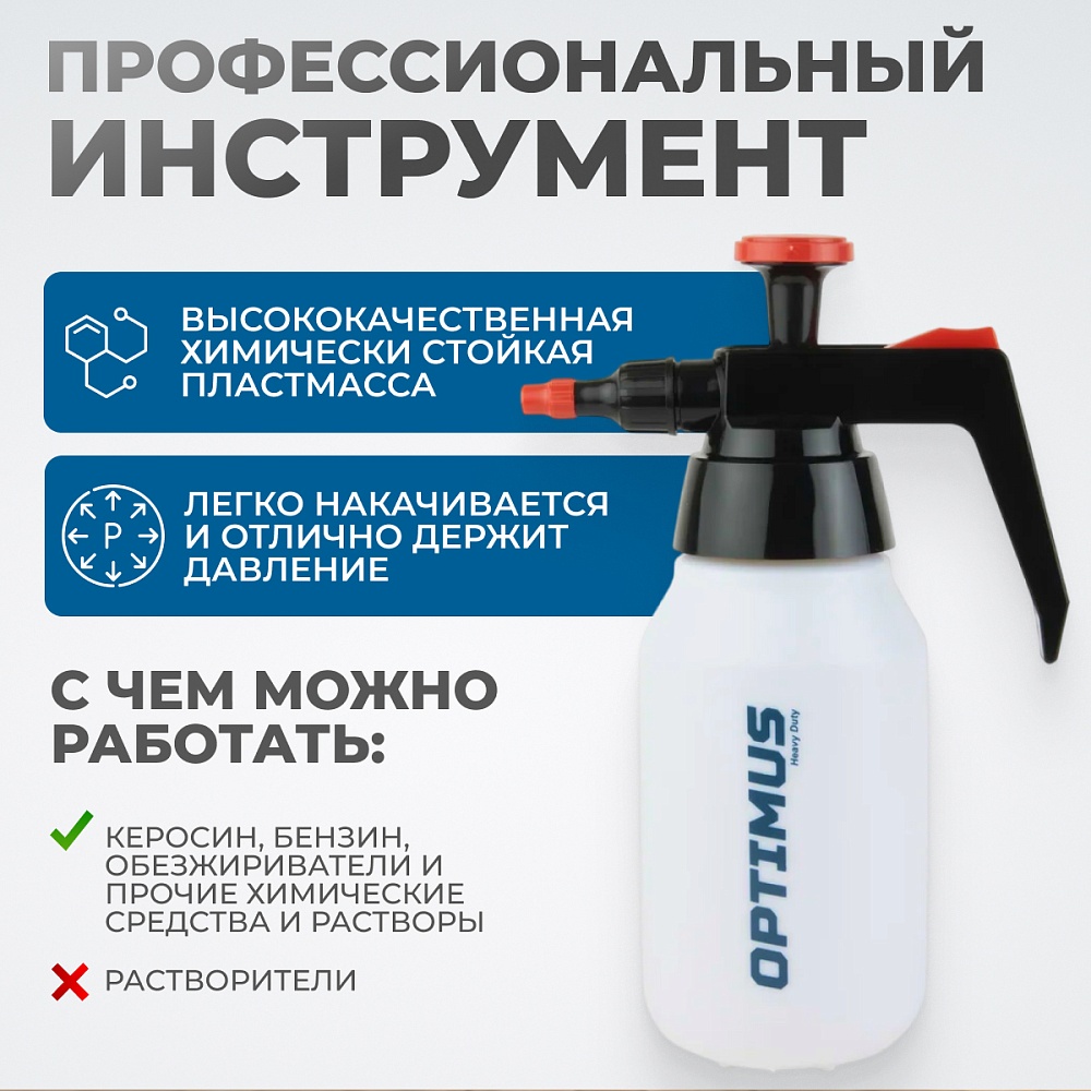OPT-40830 Распылитель насосного действия для обезжиривателей, емкость 1л OPTIMUS