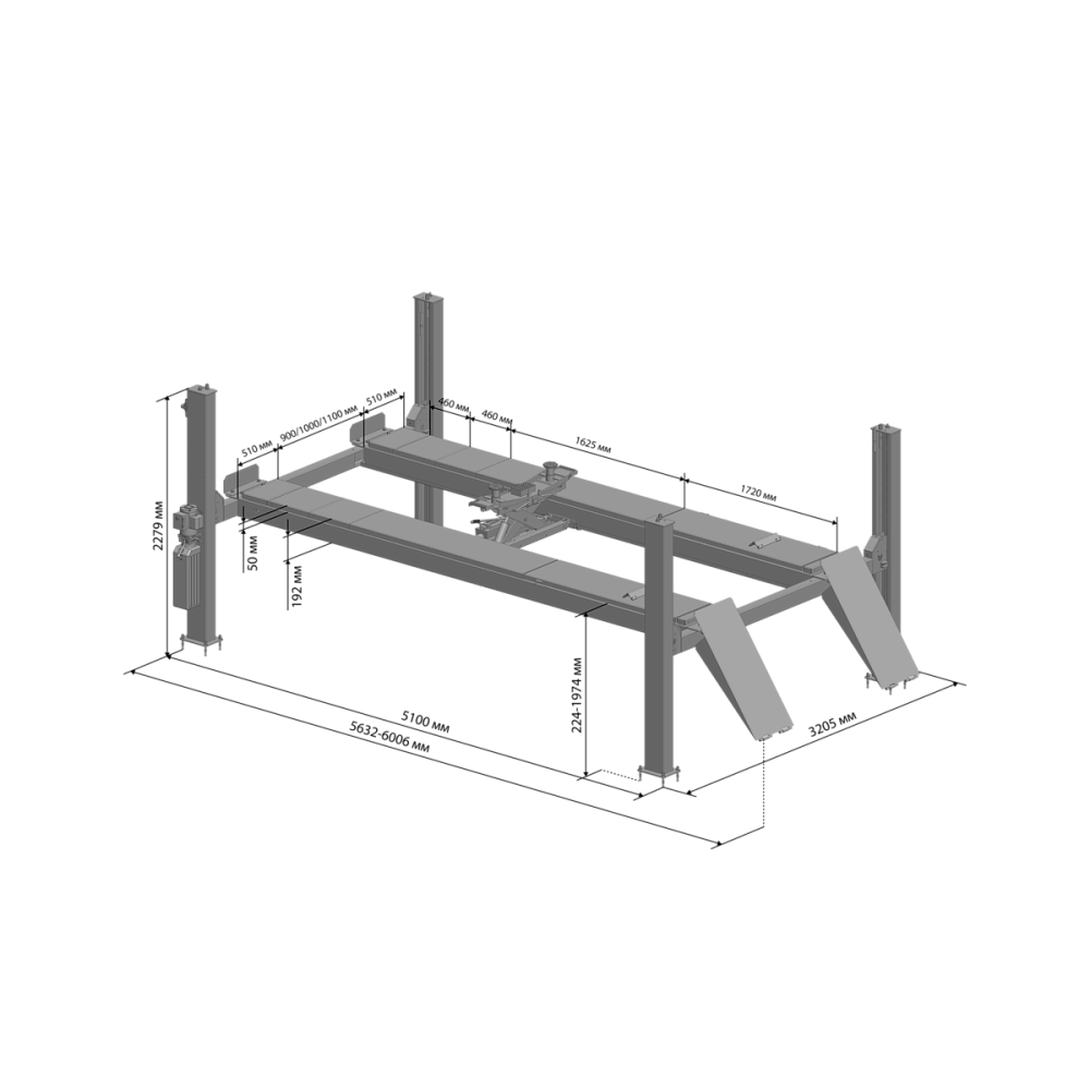 Четырехстоечный подъемник Sivik ПГА-5000/4 Серый