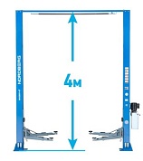 Подъемник двухстоечный 4 т, верхняя синхронизация, с электростопорами, H=4 м, 380 В, синий NORDBERG N4120H1E-4B_3+2_380